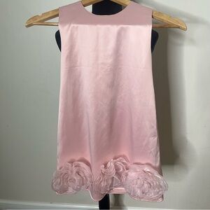 SHEIN Girls Light Pink Satin Flower Appliqué Detachable Bow Dress Kids Sz 7